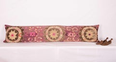 Silk Suzani Body Pillow / Lumbar Fashioned from an Early 20th Century Suzani