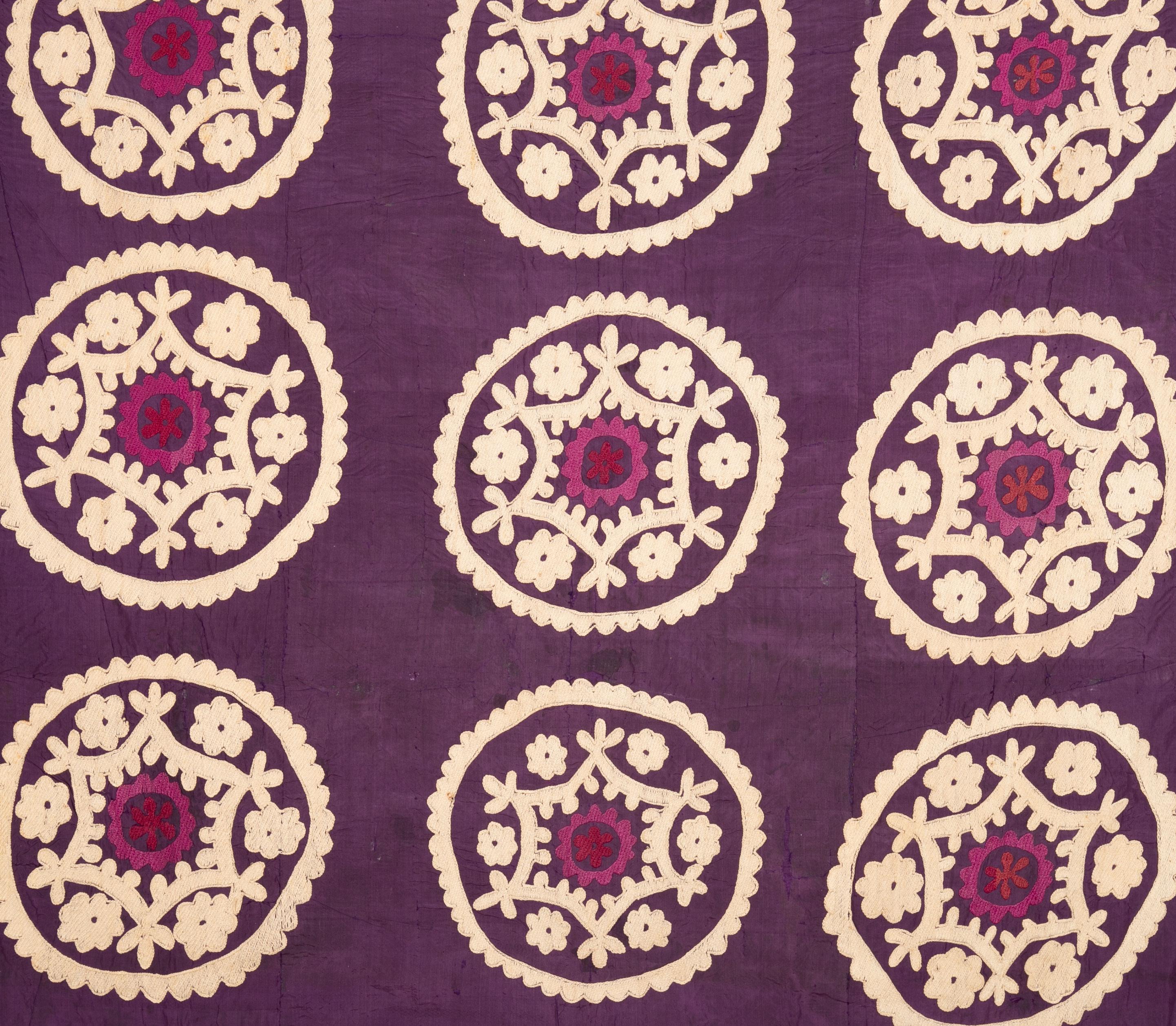 Embroidered Silk Suzani from Uzbekistan, Central Asia, Early 20th Century