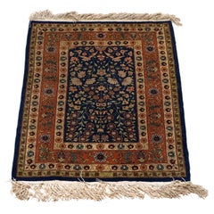Silk Tabriz Oriental Rug Mat, circa 1950