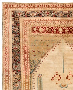 Silk Tabriz Prayer Rug, 19th Century
