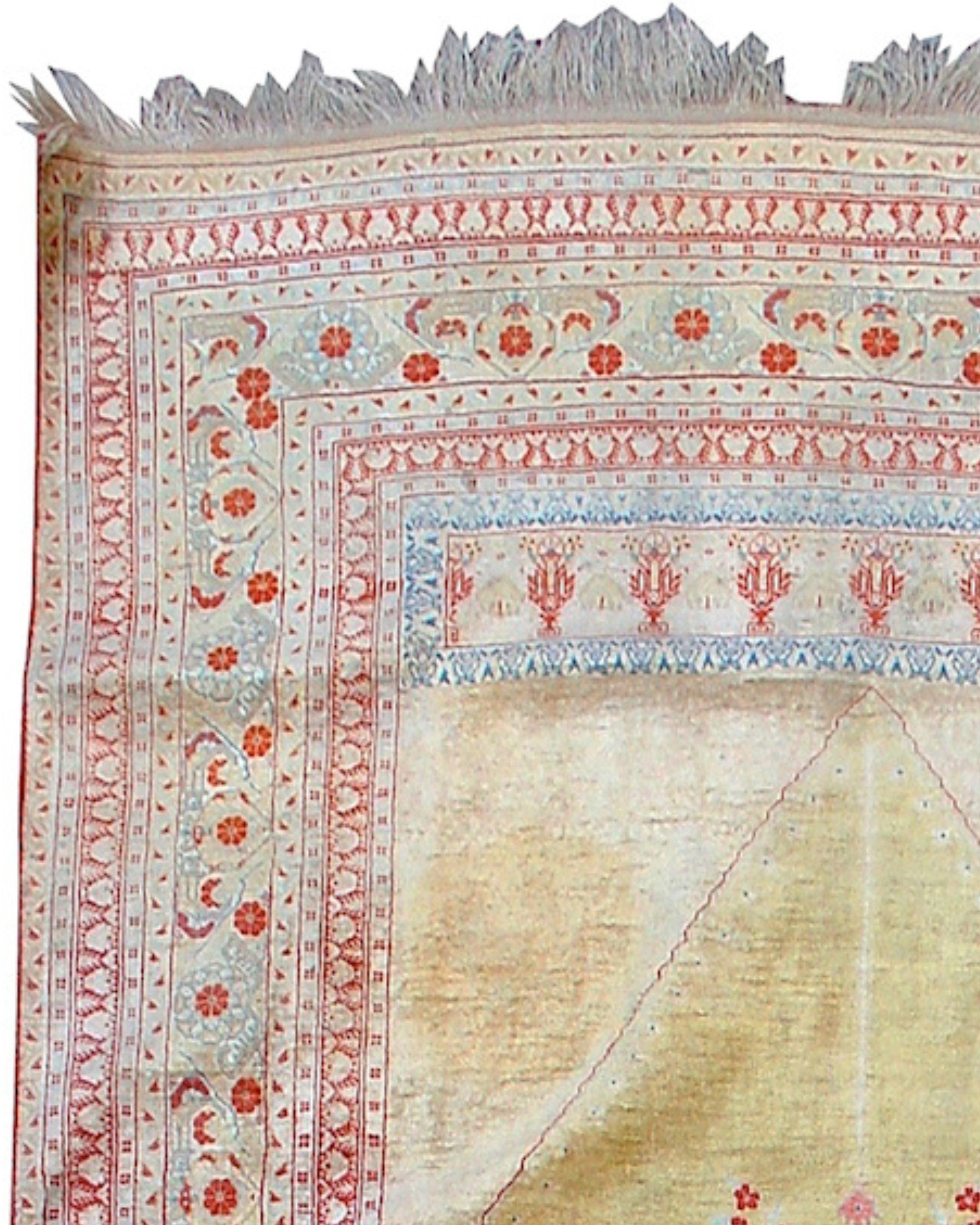Persian Silk Tabriz Rug, 19th century For Sale