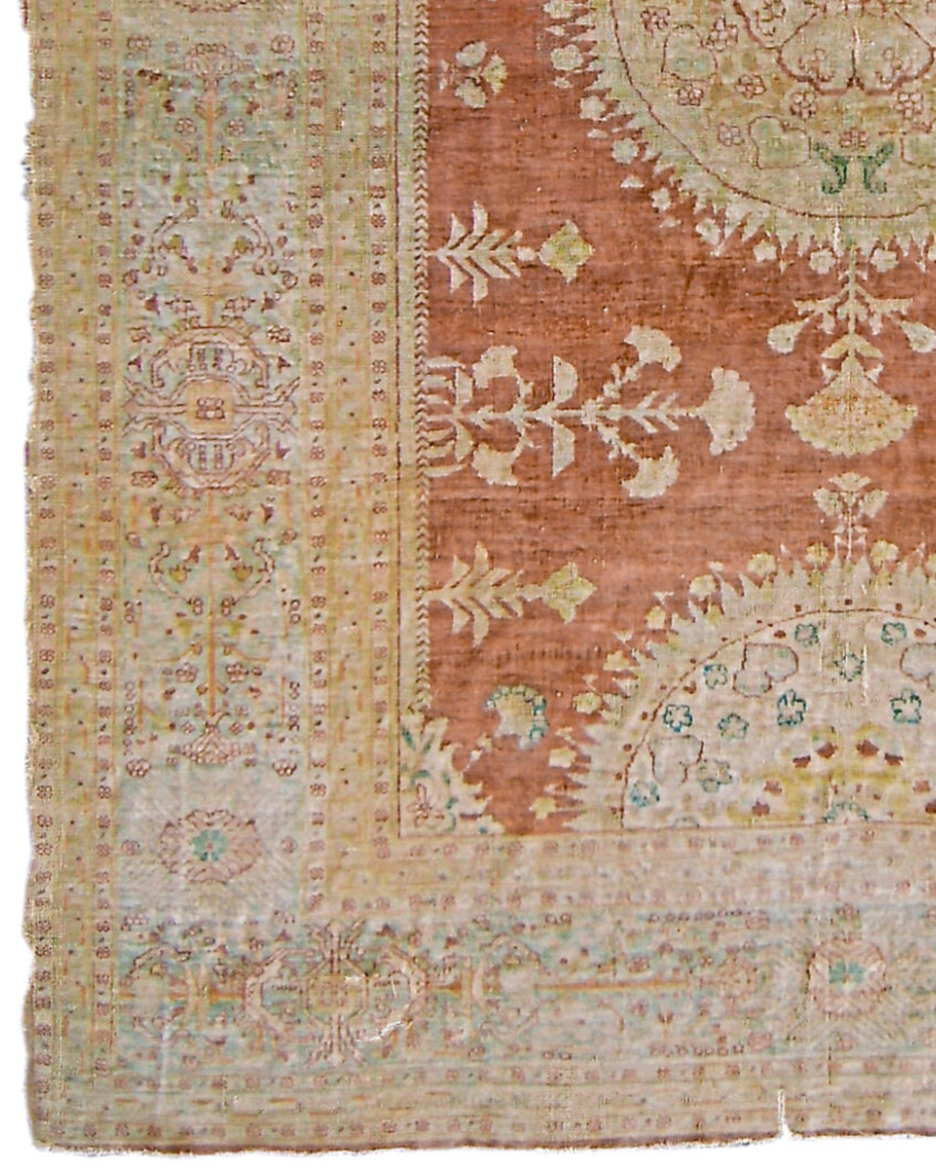 Antique Persian Silk Tabriz Rug, 19th Century In Good Condition For Sale In San Francisco, CA