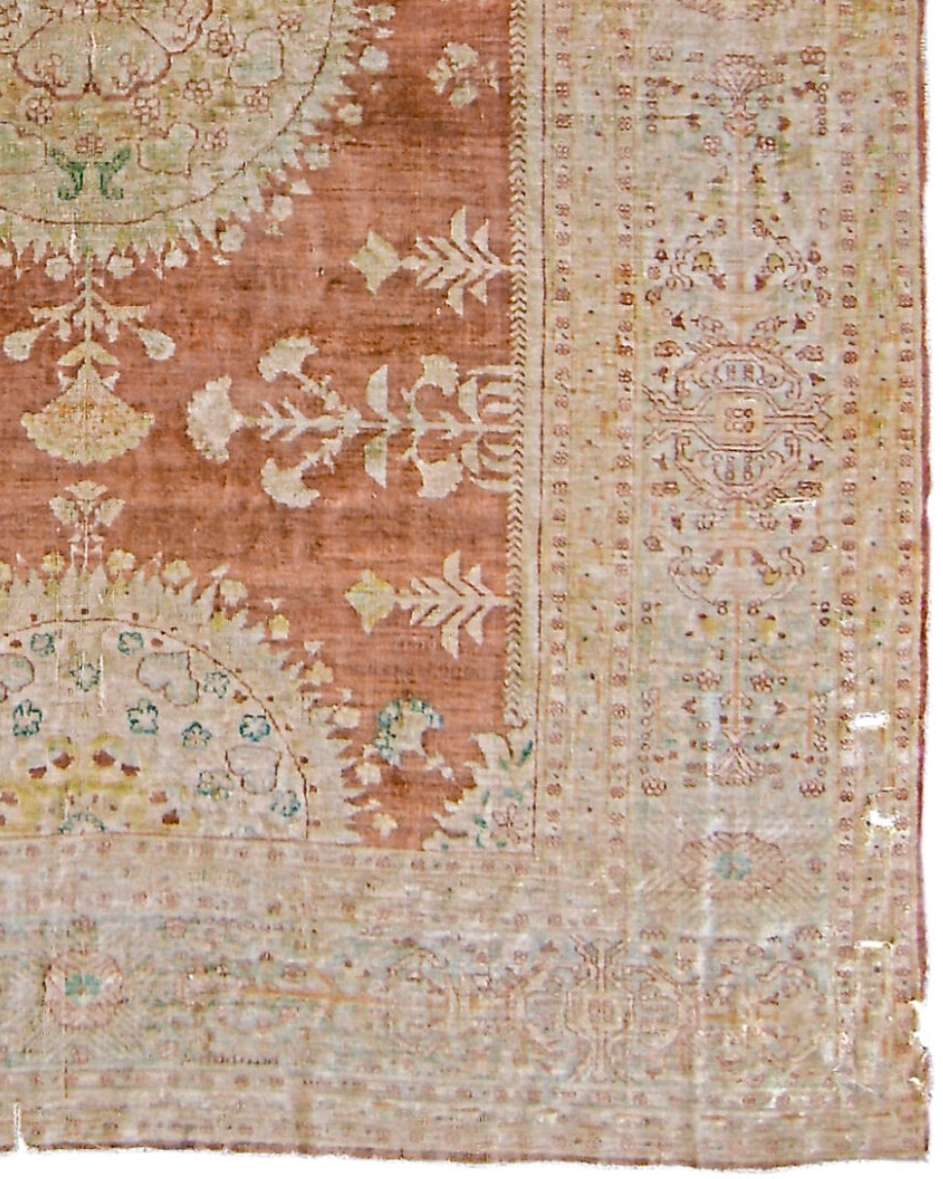 Antique Persian Silk Tabriz Rug, 19th Century For Sale 1