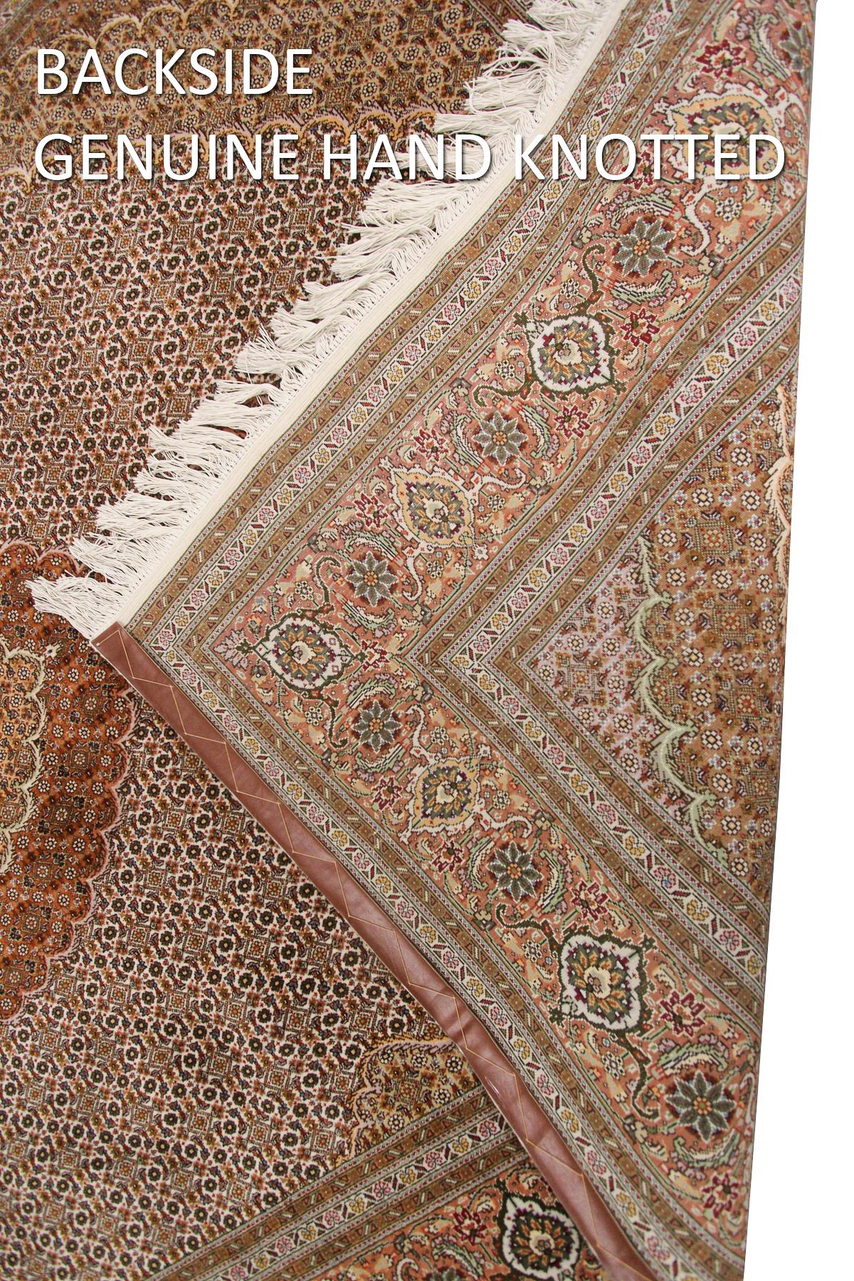 Silk Tabriz Rug Wool Silk Handmade Tabriz Persian Tabriz Mahi Rug High KPSI For Sale 4