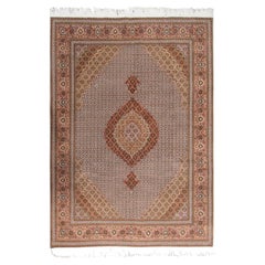 Silk Tabriz Rug Wool Silk Handmade Tabriz Persian Tabriz Mahi Rug High KPSI