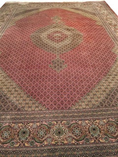 Silk Tabriz Rug Wool Silk Handmade Tabriz Persian Tabriz Rug High KPSI 12x17