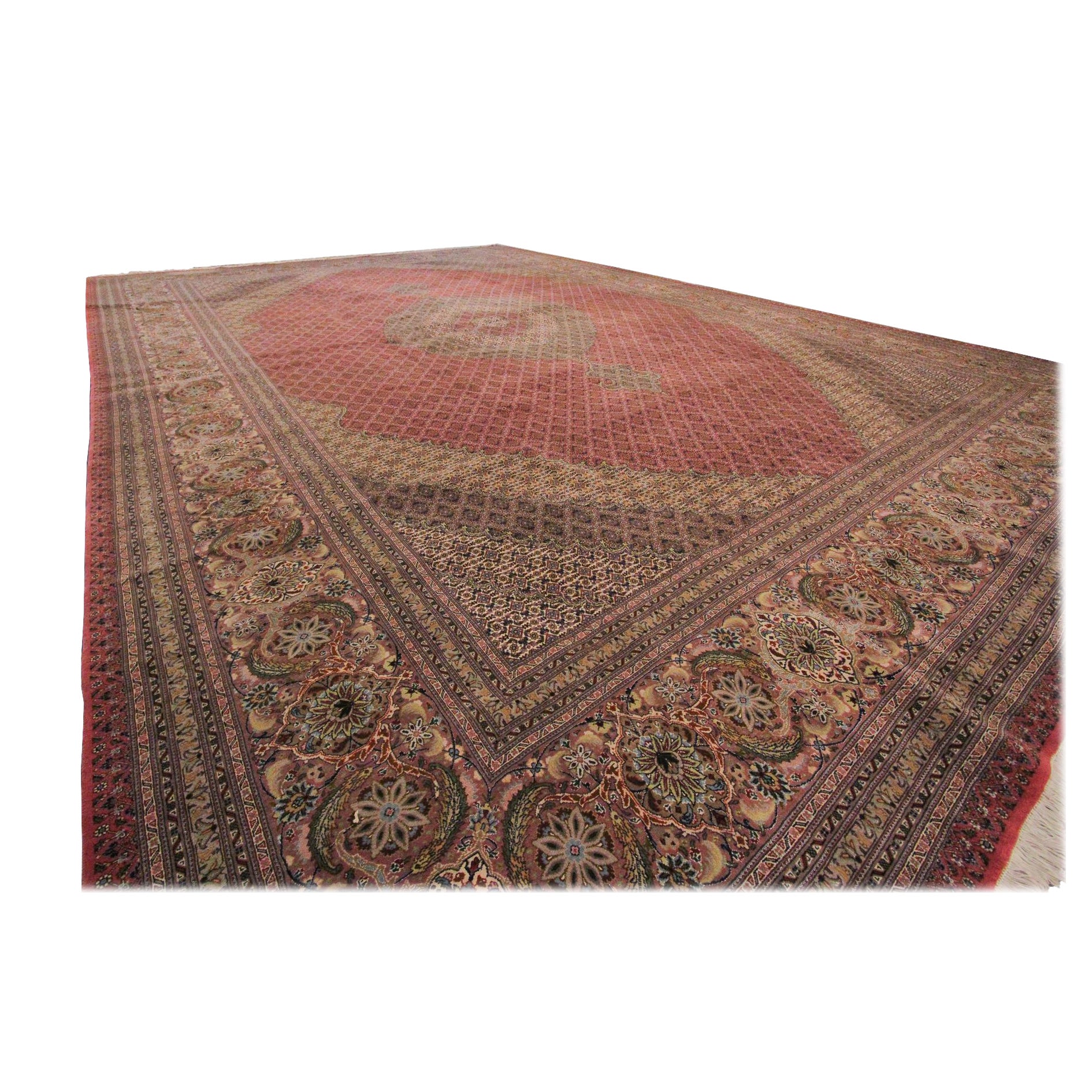 Silk Tabriz Rug Wool Silk Handmade Tabriz Persian Tabriz Rug High KPSI 12x17