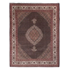 Seiden-Tabriz-Teppich aus Wolle, Seide, handgefertigter persischer Tabriz-Teppich, KPSI schwarz