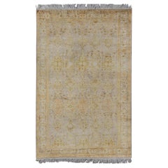 Silk Turkish Sivas with All-Over Stylized Design in Gold, Lavender and Cream