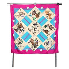 Silk Twill Carré "Le monde du Polo" Hermès
