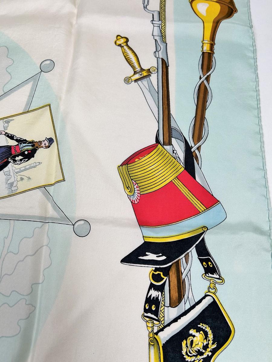 Silk twill square scarf ‘L'armée d'Afrique’ LR. Paris Circa 1960 in vendita 3
