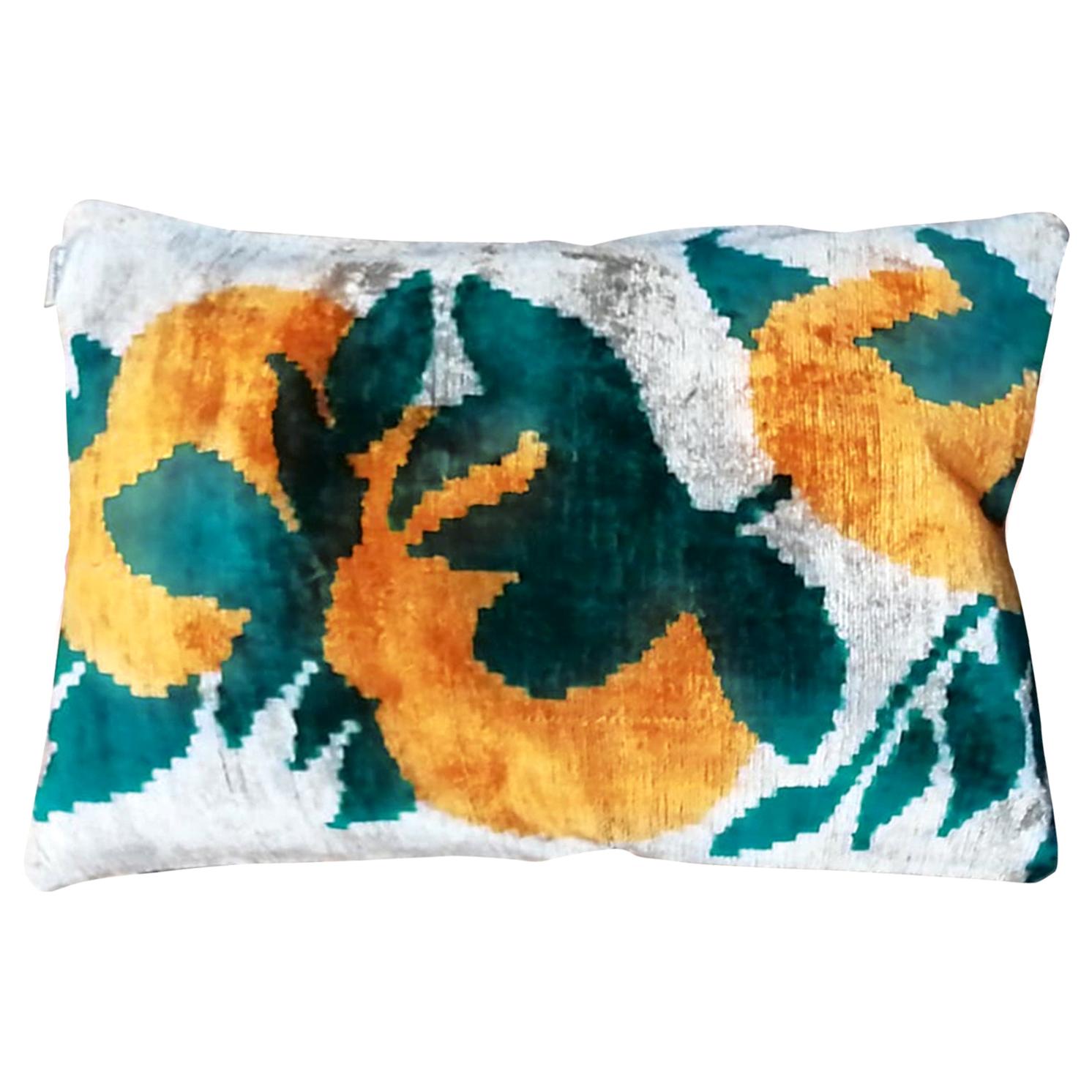 Coussin en velours de soie Oranges en vente