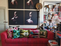 Handwoven Silk Velvet Ikat Cushion - V100