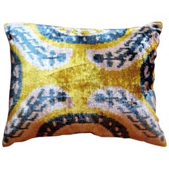 Handwoven Silk Velvet Ikat Cushion - V337