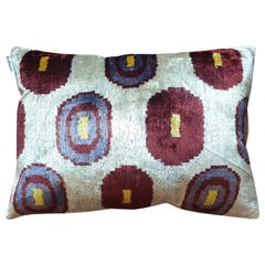 Cuscino Ikat in velluto di seta intrecciato a mano - V419