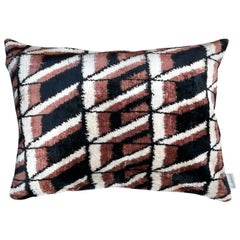 Handgewebtes Ikat-Kissen aus Seide und Samt - V424