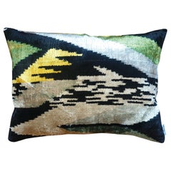 Handwoven Silk Velvet Ikat Cushion - V432