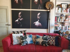 Handwoven Silk Velvet Ikat Cushion - Elephant