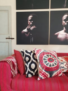 Handwoven Silk Velvet Ikat Cushion - Black Eye