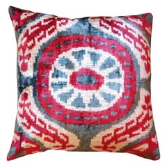 Cuscino Ikat in velluto di seta intrecciato a mano - VE47