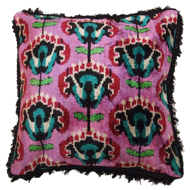 Silk Velvet Pink Square Pillow at 1stDibs