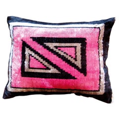 Vintage Silk Velvet Pınk Square Cushion