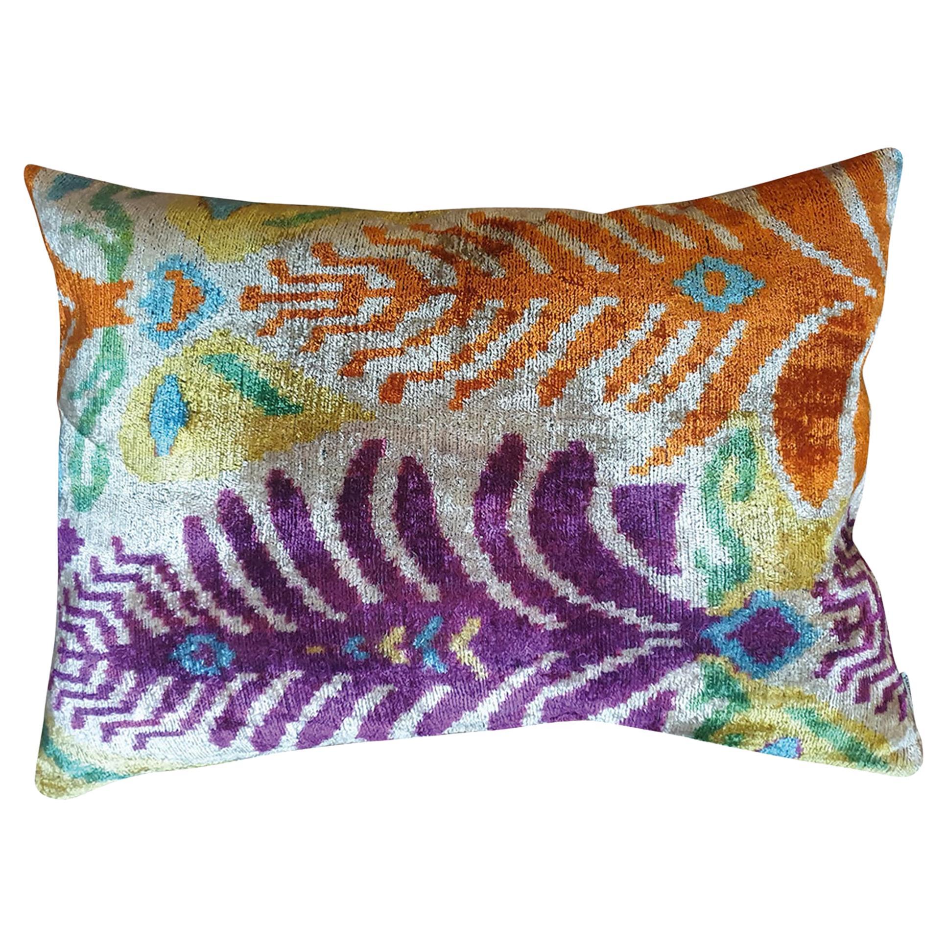 Silk Velvet Rectangular Cushion #28 For Sale