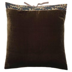 Almohada de Terciopelo de Seda Bronce Antiguo 20x20