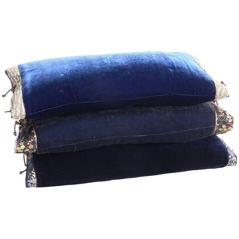 Silk Velvet Throw Pillow Cobalt For Sale at 1stDibs