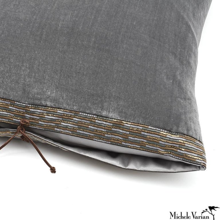 Silk Velvet Throw Pillow Pearl Grey For Sale at 1stDibs