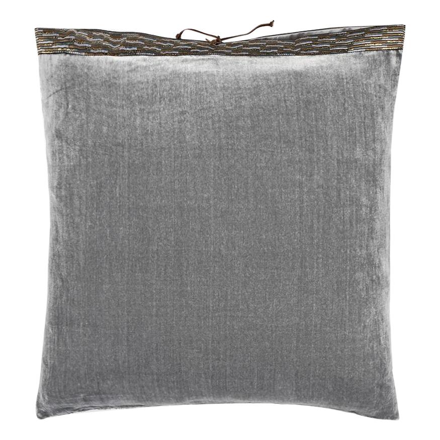 Silk Velvet Throw Pillow Pearl Grey For Sale