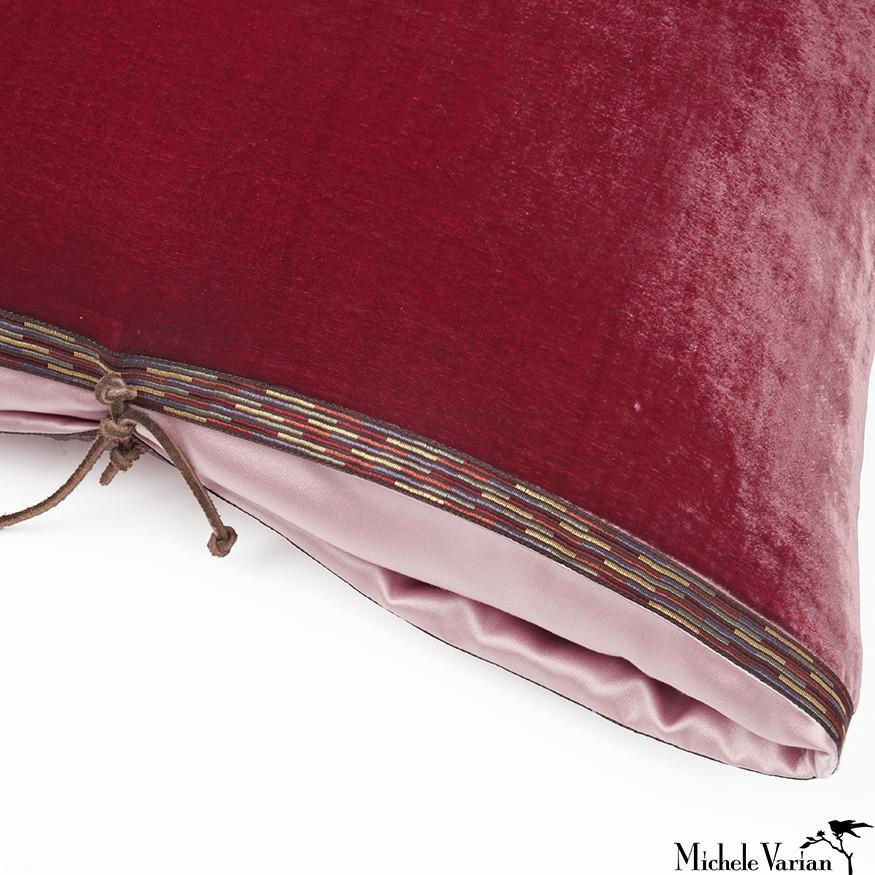 A luxury handmade decorative throw pillow made of solid silk and rayon velvet, great for adding rich color and comfort to any contemporary living room, bedroom, or lounge. Silk velvet is high quality fabric with a soft, lush pile and a lustrous