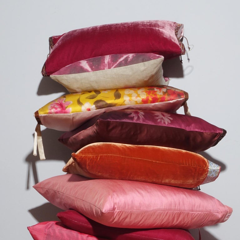 Silk Velvet Throw Pillow Raspberry For Sale at 1stDibs