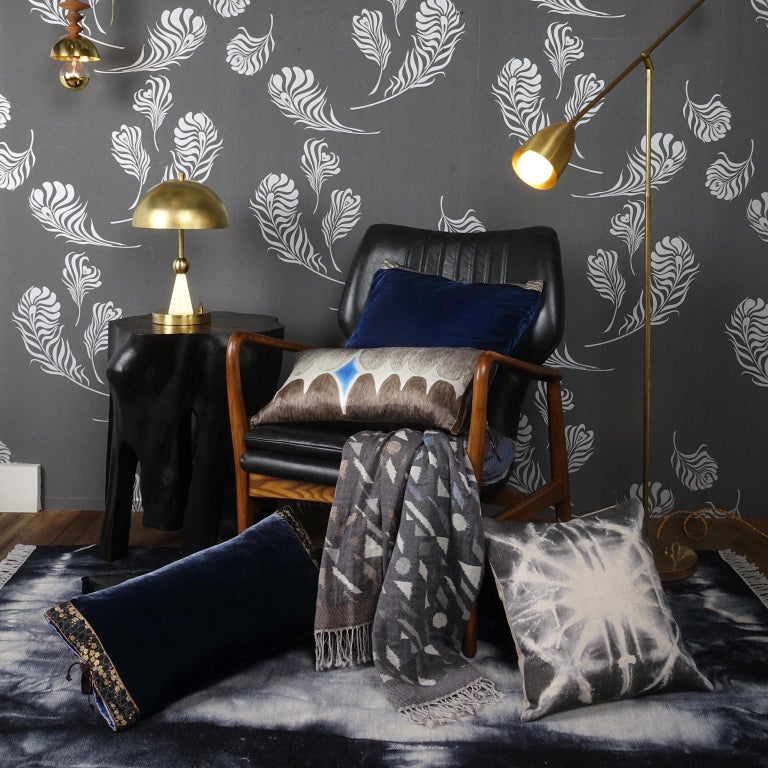 Silk Velvet Throw Pillow Sailor Blue For Sale at 1stDibs