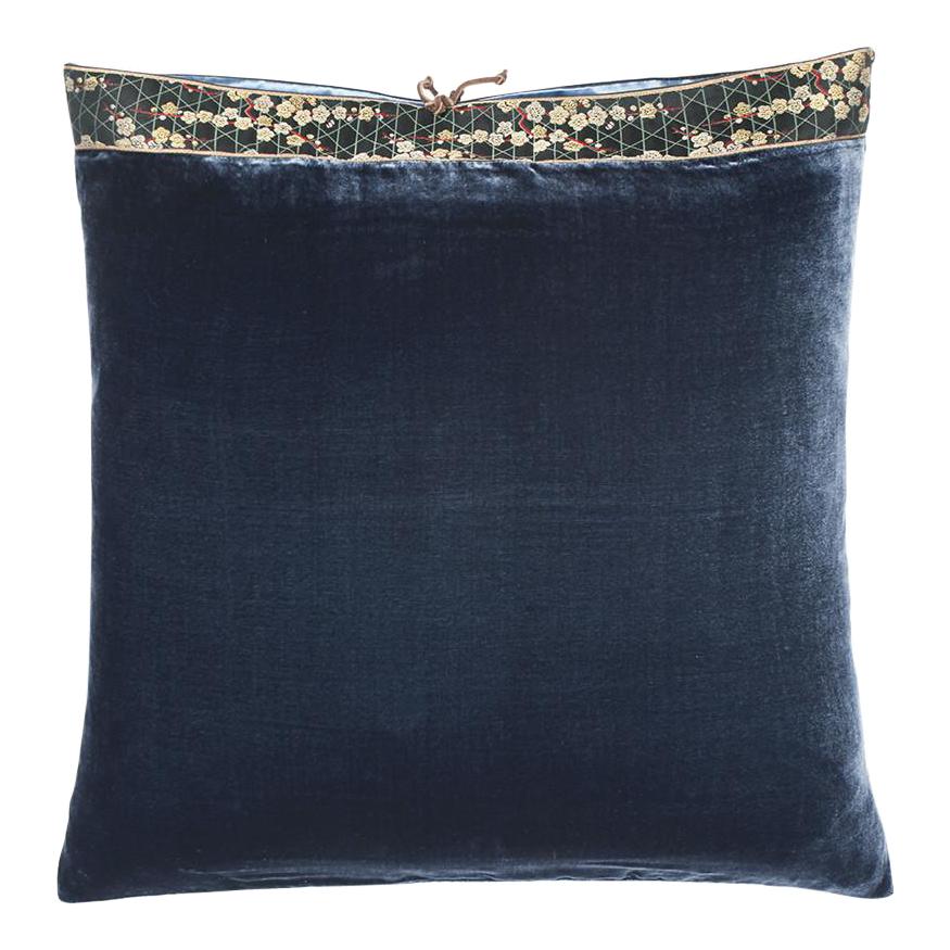 Silk Velvet Throw Pillow Sailor Blue