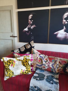 Handgewebte Seiden-Samt-Ikat-Kissen - Tigers