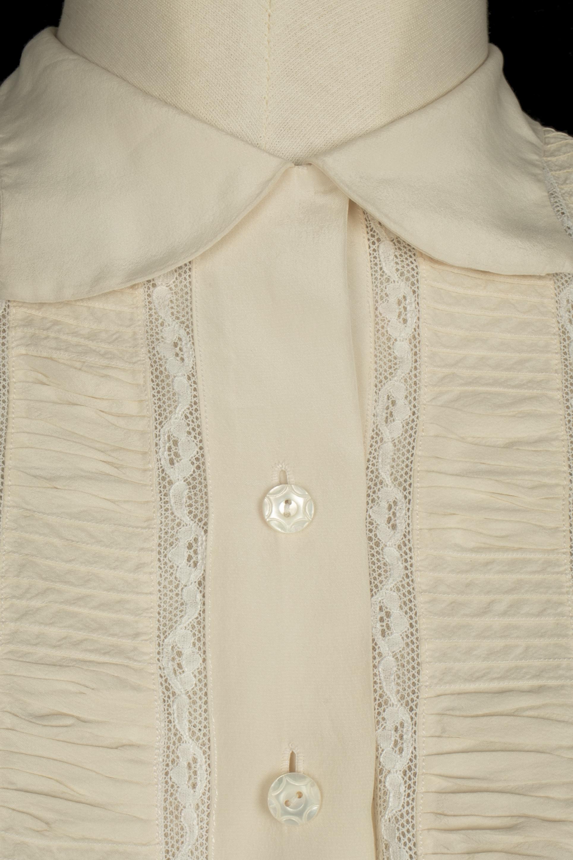 Beige Silk vintage blouse in vendita