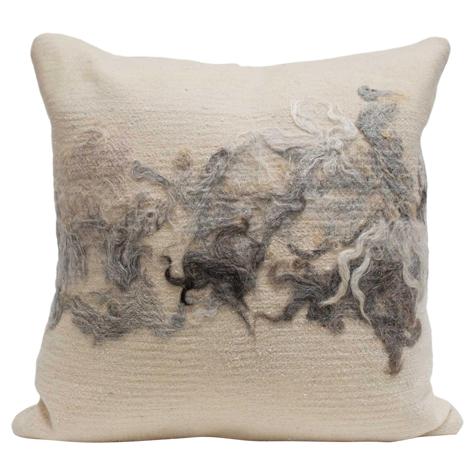 Silk & Wool Felted Pillow with Raw Cashmere by JG Switzer
