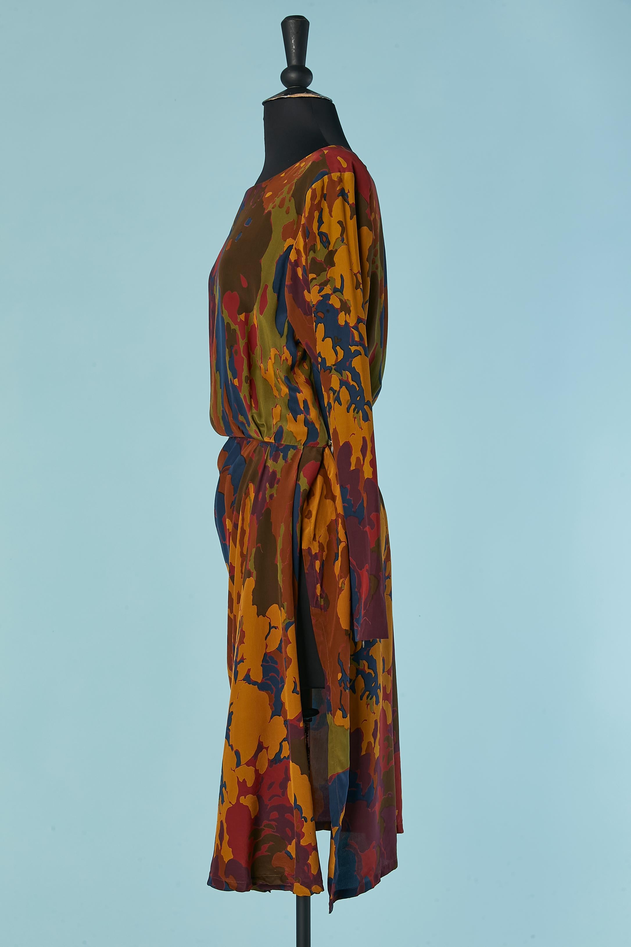 Robe portefeuille en soie à imprimé abstrait Yves Saint Laurent Rive Gauche Excellent état - En vente à Saint-Ouen-Sur-Seine, FR