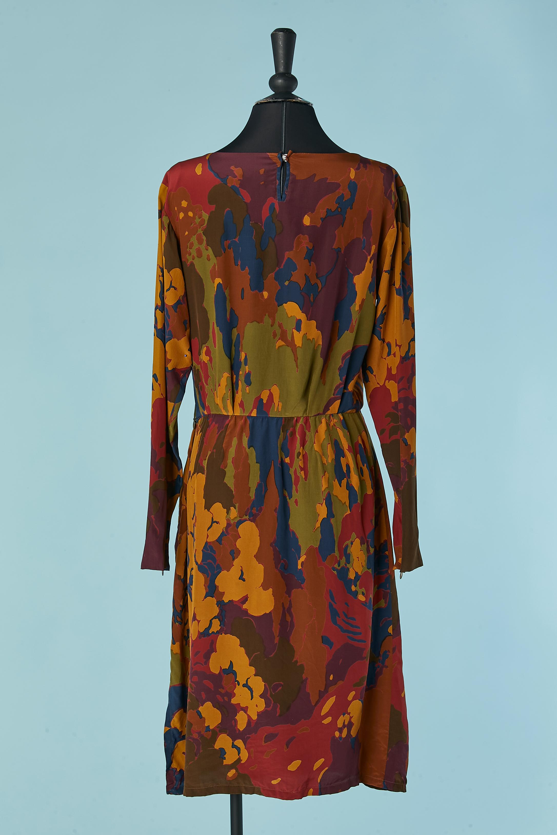 Robe portefeuille en soie à imprimé abstrait Yves Saint Laurent Rive Gauche Pour femmes en vente