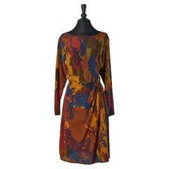 Vintage Silk wrap dress with abstract print Yves Saint Laurent Rive Gauche