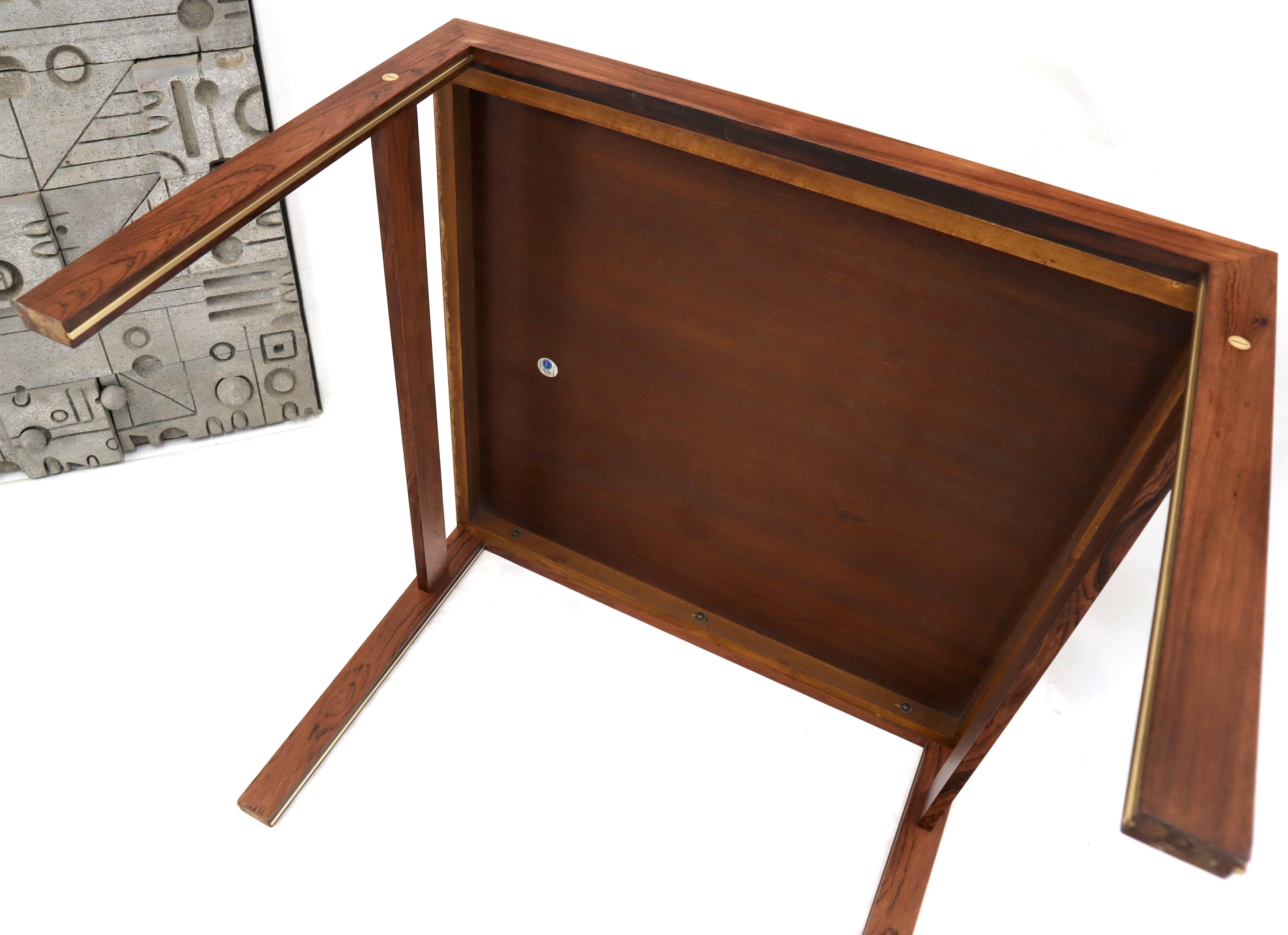 Silkeborg CFC Square Rosewood Side Table with Brass Inlay For Sale 5