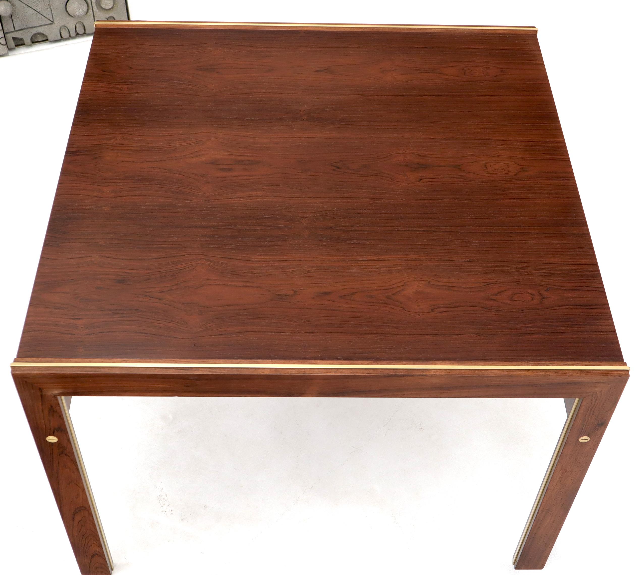 20th Century Silkeborg CFC Square Rosewood Side Table with Brass Inlay For Sale