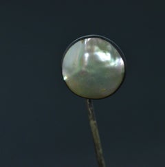 Silkling Signed Sterling Stickpin with Mabe Blister Pearl