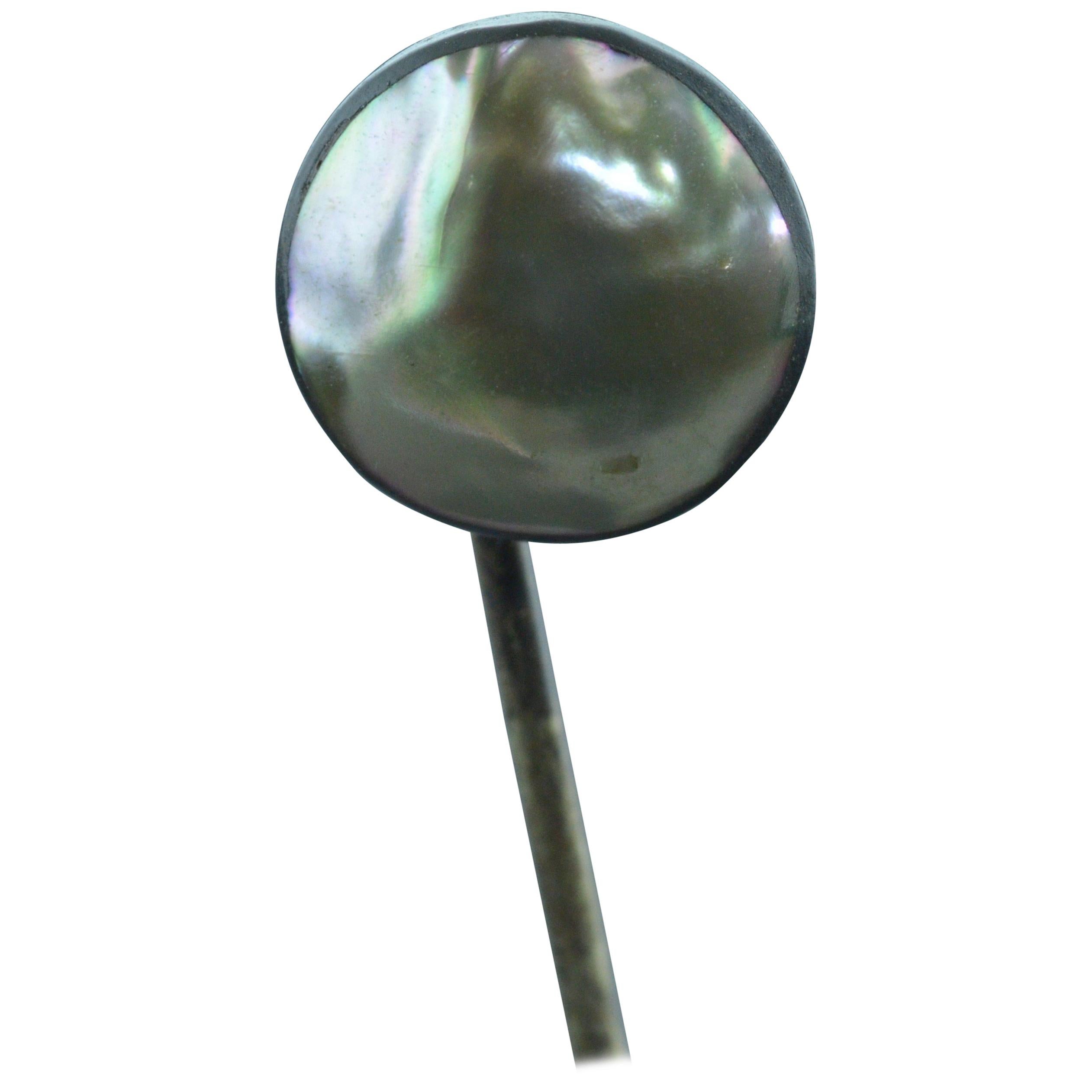 Silkling Signed Sterling Stickpin with Mabe Blister Pearl For Sale
