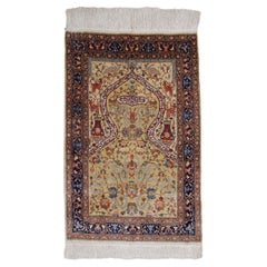 Tappeto da preghiera Hereke firmato in seta e metallo