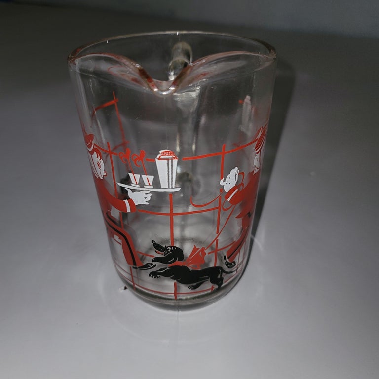 Silkscreen Bellhop with Dachshund Cocktail Shaker and Pitcher Barware