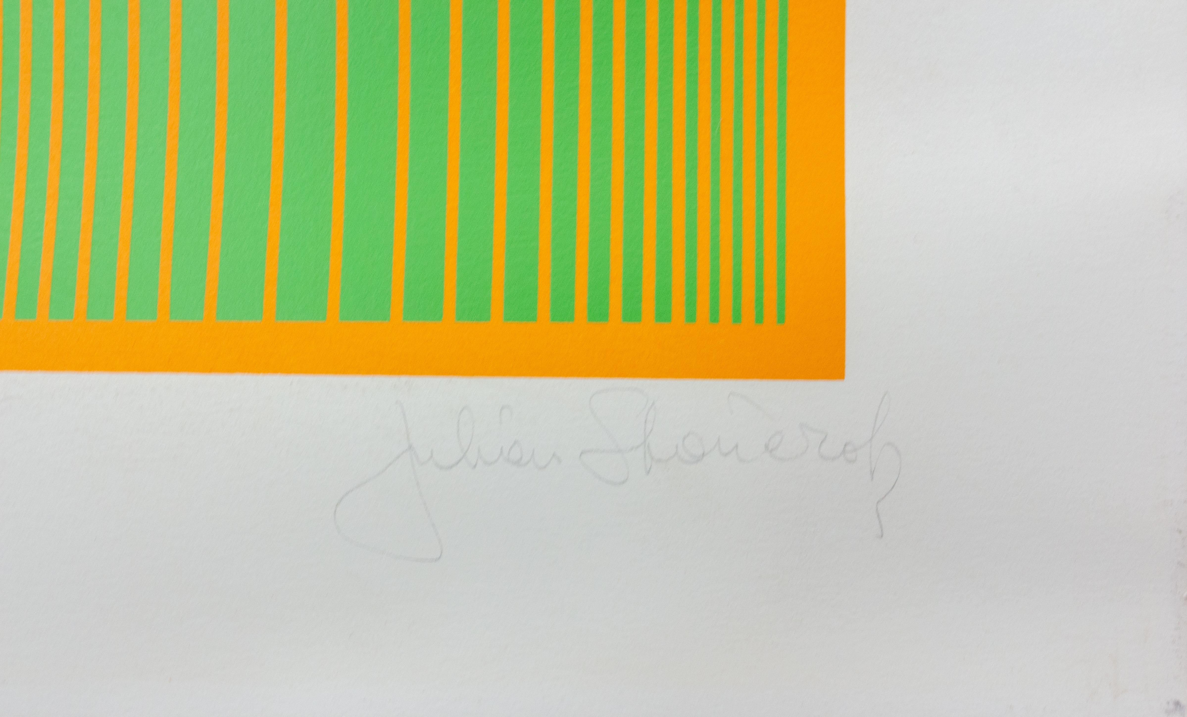 American Silkscreen Sixteen Balls in Green by Julian Stanczak, Signed Numbered, US c 1970 For Sale