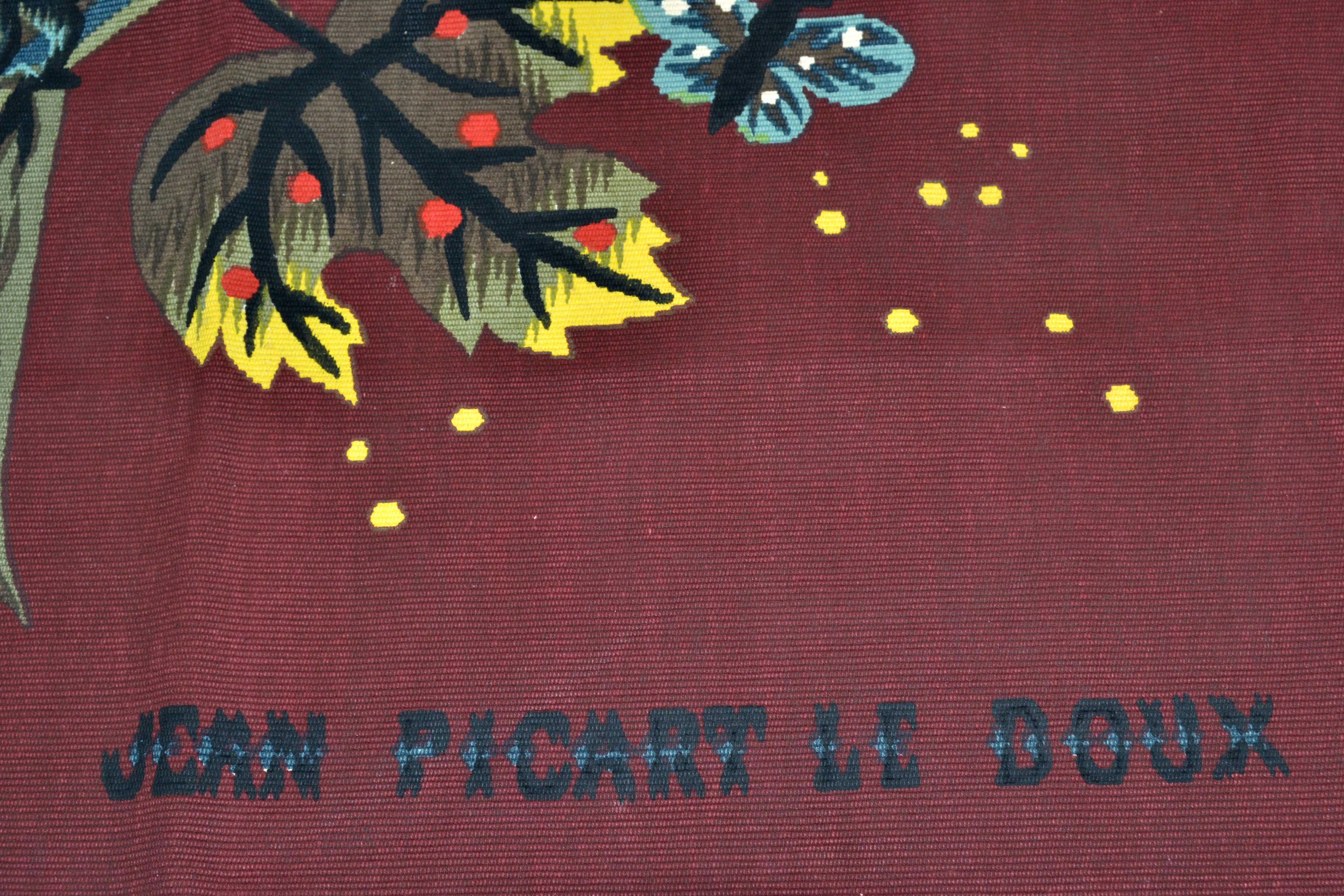 Original Wandteppich aus Baumwolle von Jean Picart le Doux Paris, Proof von Authentizität, 50er Jahre im Angebot 3