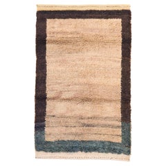 Minimalist Design Silky Angora Wool Turkish Tülü Area Rug, 1940s